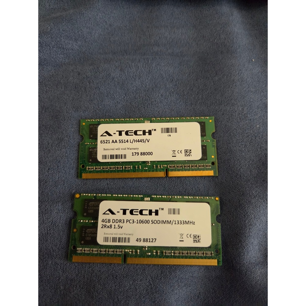 A-Tech 8GB (2x4GB) DDR3 Laptop RAM PC3-10600 1333MHz SODIMM 204-Pin 1.5V 2Rx8